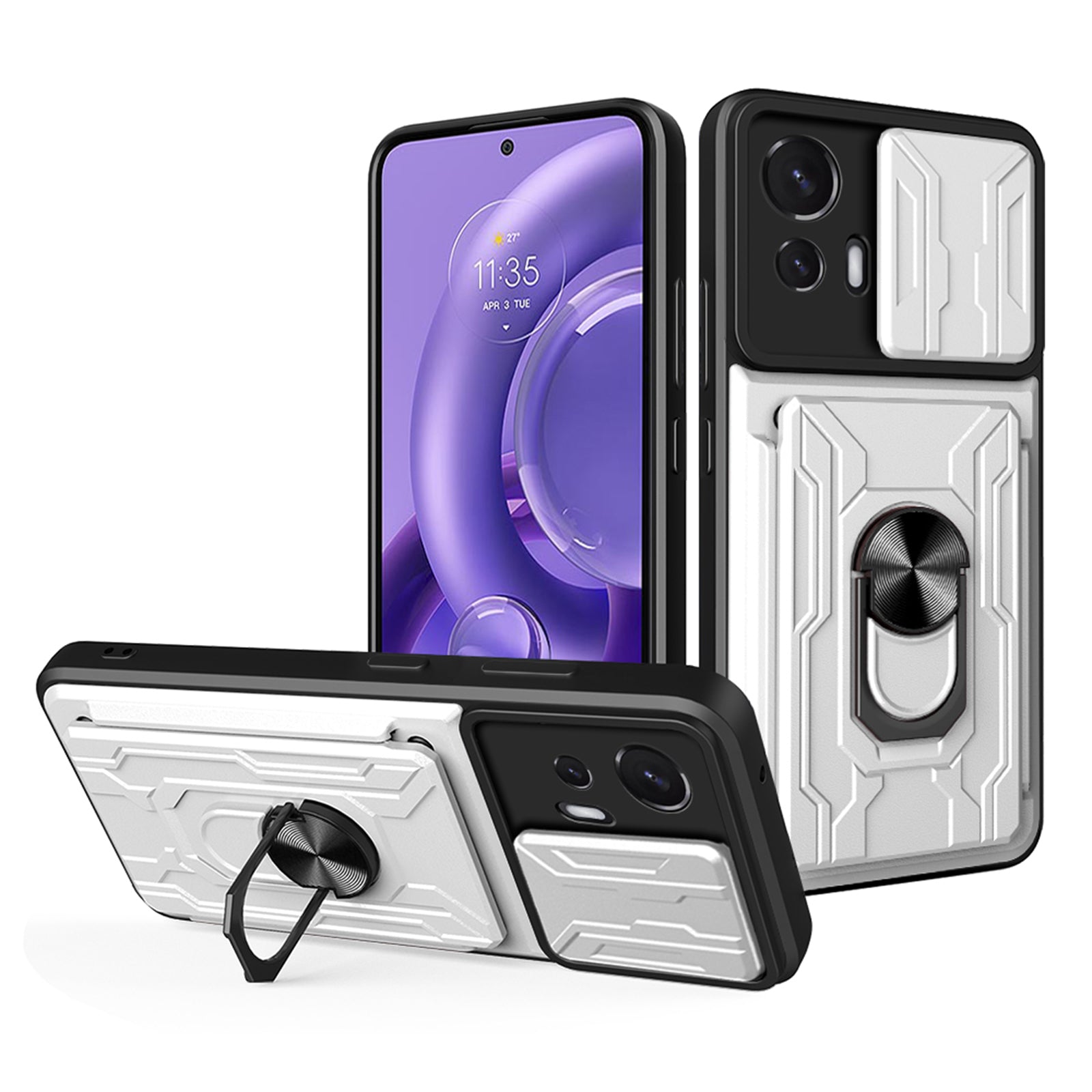Nárazuvzdorný kryt na telefon pro Motorola Edge 30 Neo 5G Ring Kickstand Pouzdro na telefon s posuvným držákem na ochranu fotoaparátu Nárazuvzdorný kryt na telefon pro Motorola Edge 30 Neo 5G Ring Kickstand Pouzdro na telefon s posuvným držákem na ochranu fotoaparátu